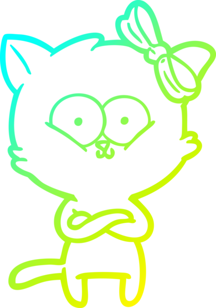 Bir insan tarafından çizilen çizgi film kedisinin soğuk gradyan çizgisi.