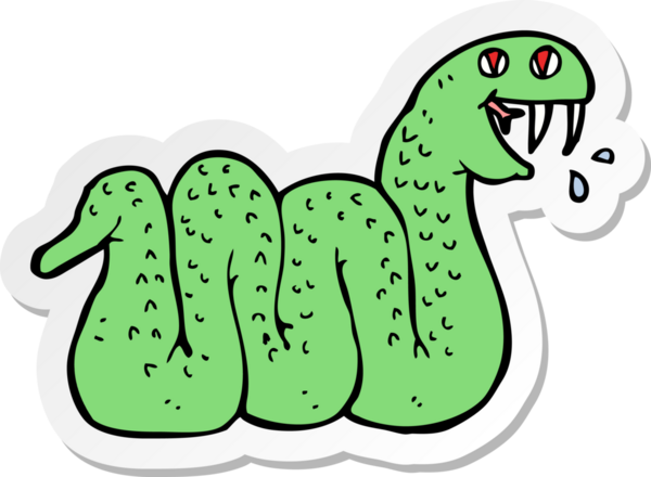 Bir insan tarafından çizilmiş çizgi film yılanının çıkartması.