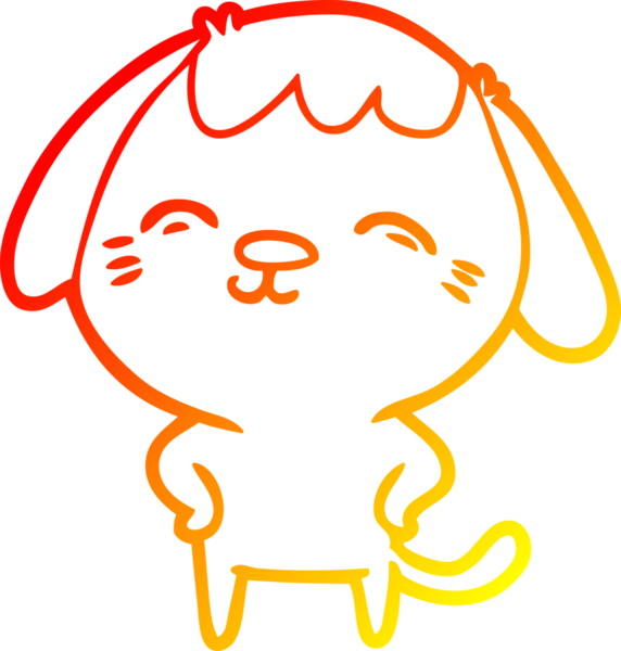 Bir insan tarafından çizilmiş mutlu çizgi film köpeğinin sıcak çizgi çizimi