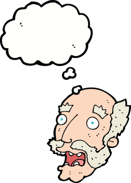 Karikatür bir insan tarafından çizilen düşünce baloncuğuyla yaşlı adamı şok etti.