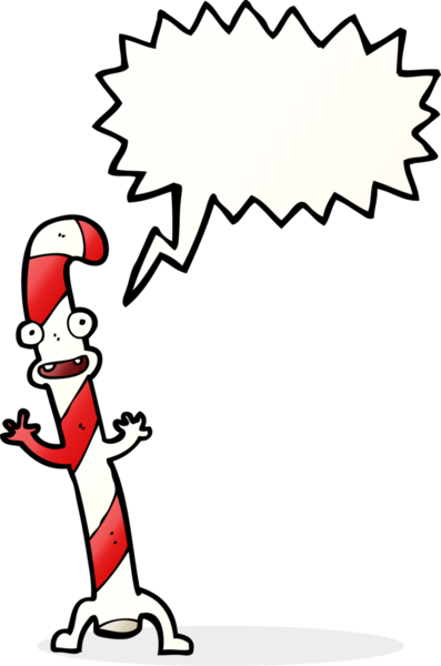 Bir insan tarafından çizilmiş konuşma balonlu Noel şekerleri.