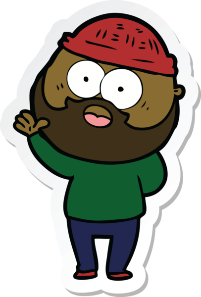 Bir insan tarafından çizilmiş sakallı bir adamın çıkartması.