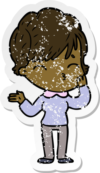 Bir insan tarafından çizilmiş bir karikatür kadının sıkıntılı çıkartması.