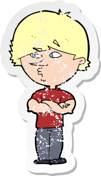 Bir insan tarafından çizilmiş şüpheli bir karikatürün gerilimli çıkartması.