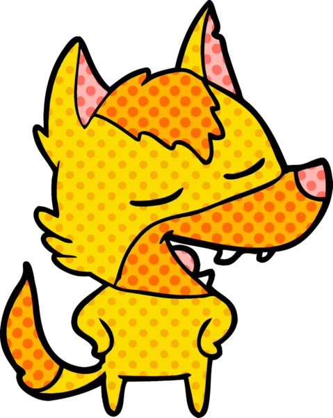 Bir insan tarafından çizilmiş tilki çizgi film karakteri