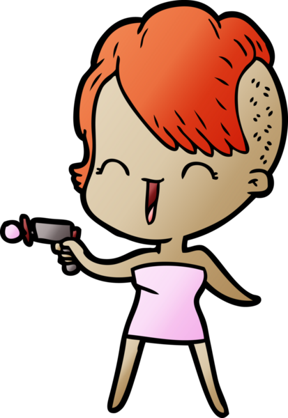 Bir insan tarafından çizilmiş mutlu hippi kız çizgi filmi.