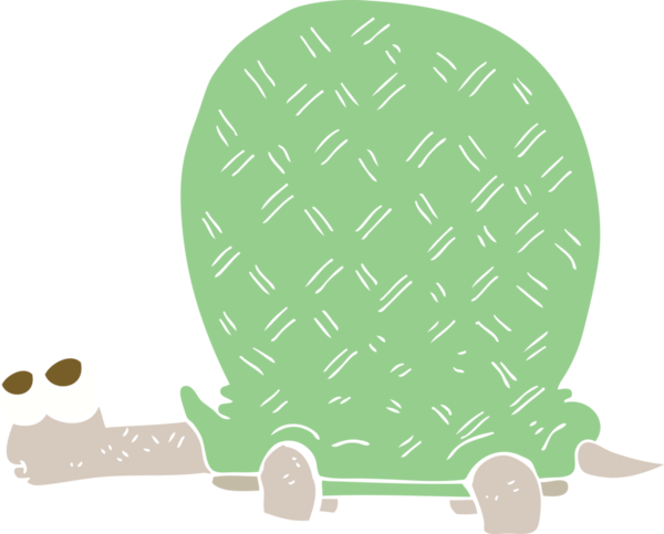 Bir insan tarafından çizilmiş düz renkli kaplumbağa çizimi