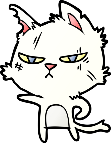 Bir insan tarafından çizilmiş sert çizgi film kedisi