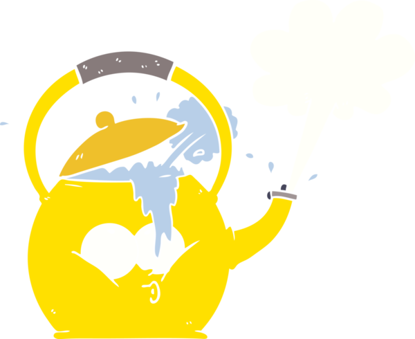 Bir insan tarafından çizilmiş düz renkli karikatür.