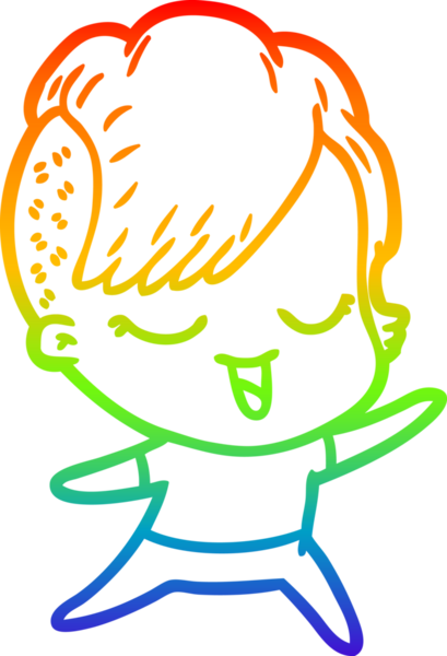 gökkuşağı gradyan çizimi mutlu bir çizgi film kızı bir insan tarafından çizildi