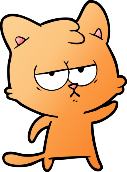 Bir insan tarafından çizilmiş sıkıcı çizgi film kedisi.