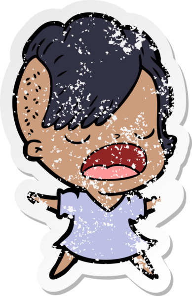 Bir insan tarafından çizilmiş havalı bir hippi kızın karikatür çıkartması.