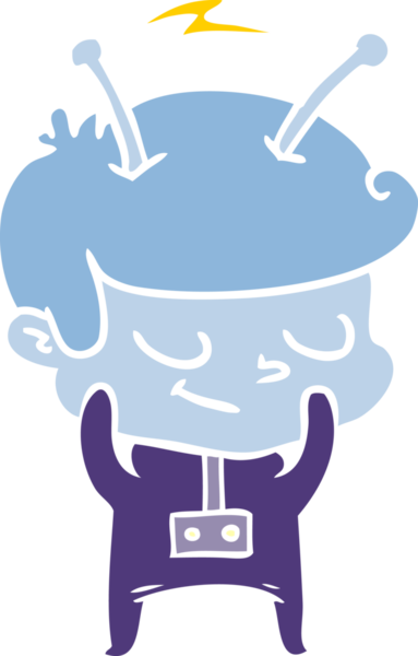 bir insan tarafından çizilmiş utangaç düz renkli çizgi film uzay adamı