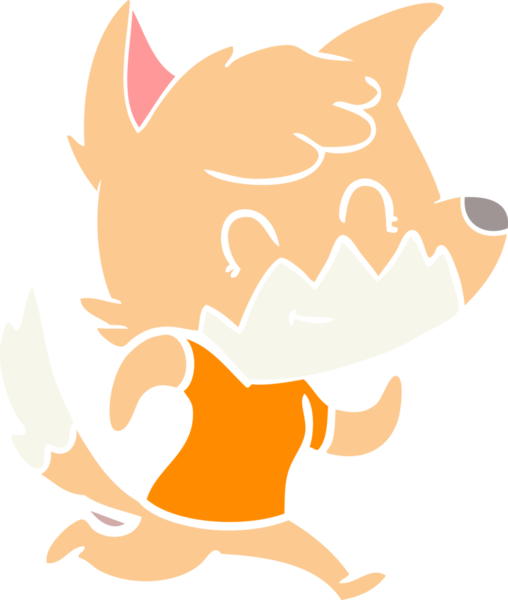 Bir insan tarafından çizilmiş düz renkli çizgi film dost tilkisi.