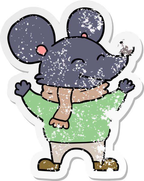 Bir insan tarafından çizilmiş karikatür bir farenin sıkıntılı çıkartması