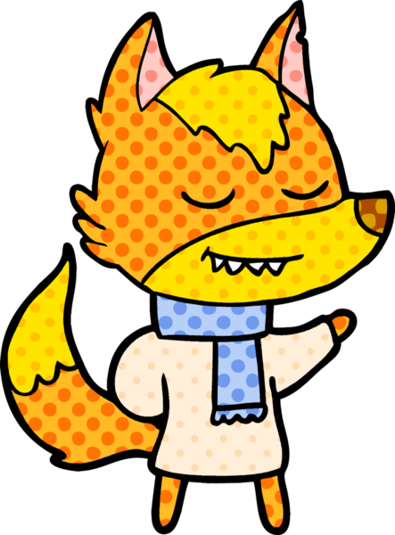 Bir insan tarafından çizilmiş tilki çizgi film karakteri