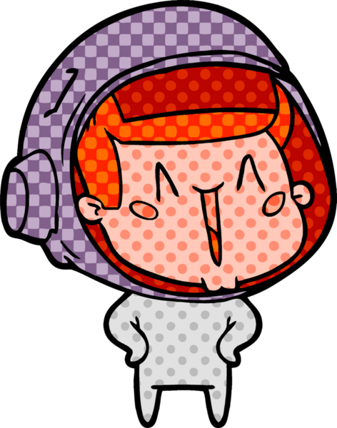 Bir insan tarafından çizilmiş mutlu astronot çizgi filmi.