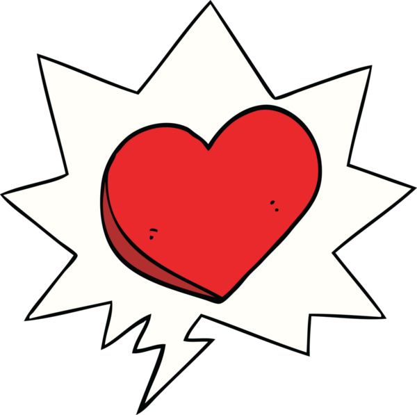 bir insan tarafından çizilmiş bir konuşma baloncuğu ile kalbi sevmek