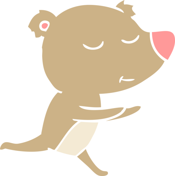 Bir insan tarafından çizilen mutlu düz renkli çizgi film ayısı