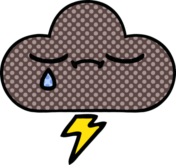 Bir insan tarafından çizilmiş bir fırtına bulutunun karikatürü.