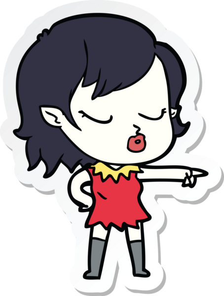 Bir insan tarafından çizilmiş şirin bir vampir kızın çıkartması.