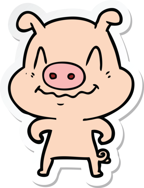 Bir insan tarafından çizilmiş sinirli bir domuzun çıkartması.