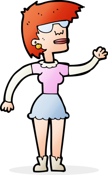 Bir insan tarafından çizilmiş gözlüklü bir kadın.