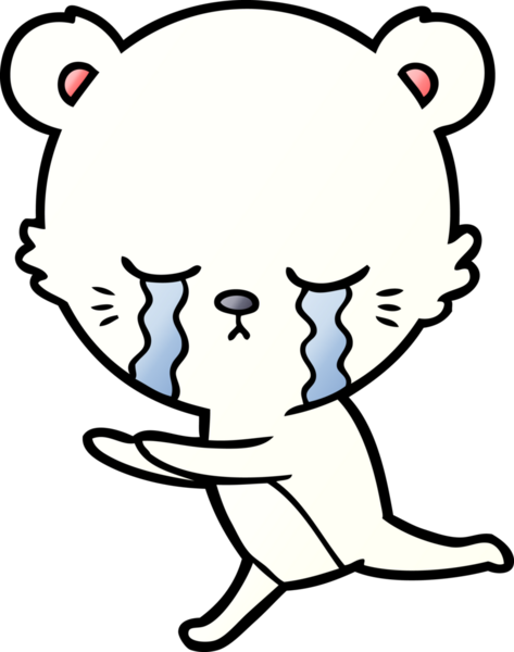 Bir insan tarafından çizilmiş üzgün küçük kutup ayısı çizgi filmi.