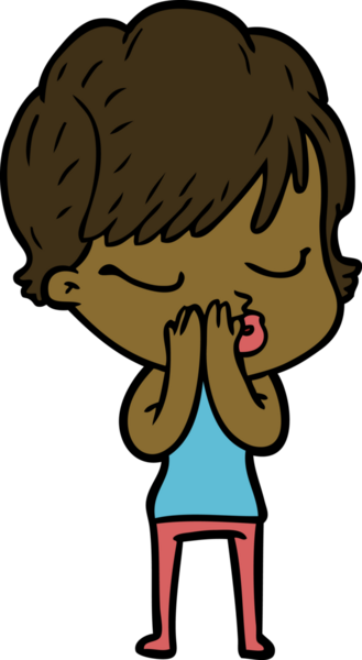 Bir insan tarafından çizilmiş gözleri kapalı çizgi film kadını.