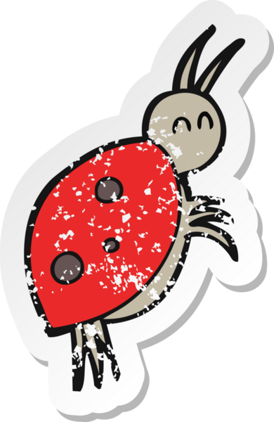 Bir insan tarafından çizilmiş uğurböceği çizgi filminin gerilimli yapıştırması.