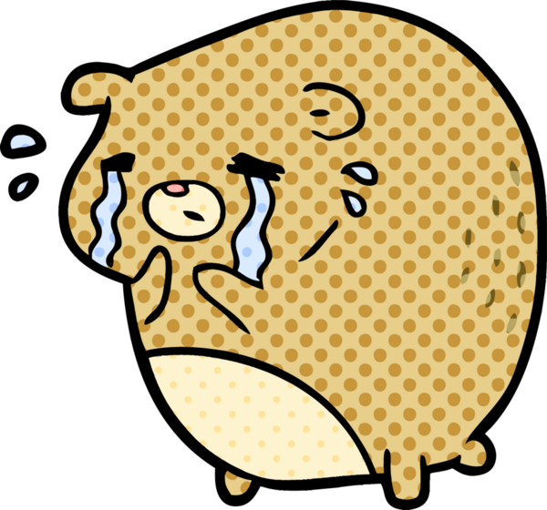 Bir insan tarafından çizilmiş ağlayan ayı.