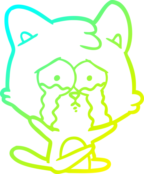 Bir insan tarafından çizilen çizgi film kedisinin soğuk gradyan çizgisi.