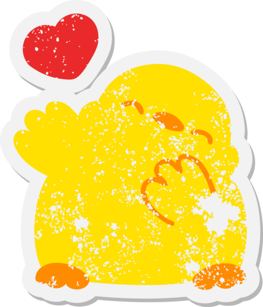 Sevgi dolu küçük bir kuş. Bir insan tarafından çizilmiş grunge etiketi.