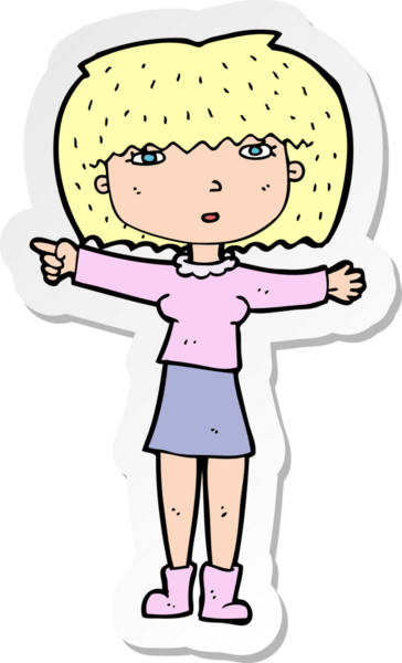 Bir insan tarafından çizilmiş çizgi film kızına ait etiket.