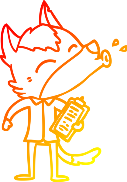 Bir insan tarafından çizilmiş, uluyan bir ofis kurt çizgi filmi.