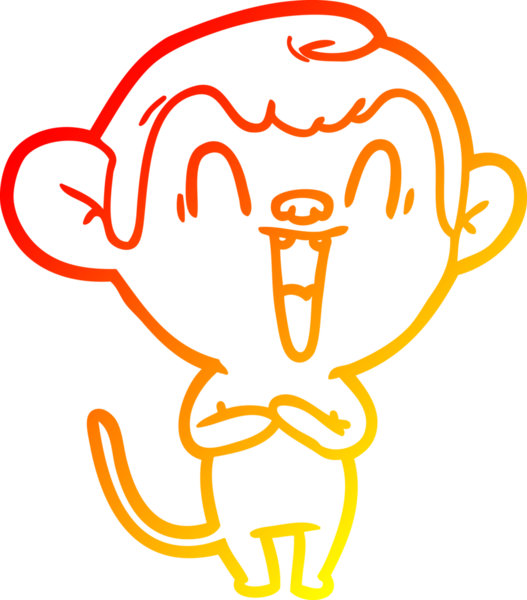 Bir insan tarafından çizilmiş gülen maymun çizgi çizimi.