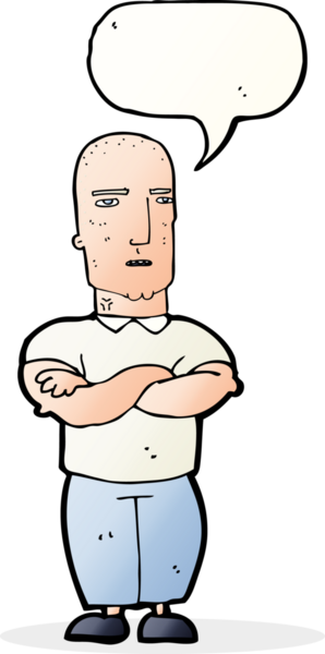 Bir insan tarafından çizilen konuşma baloncuğuyla kel bir adamı sinirlendiren çizgi film.