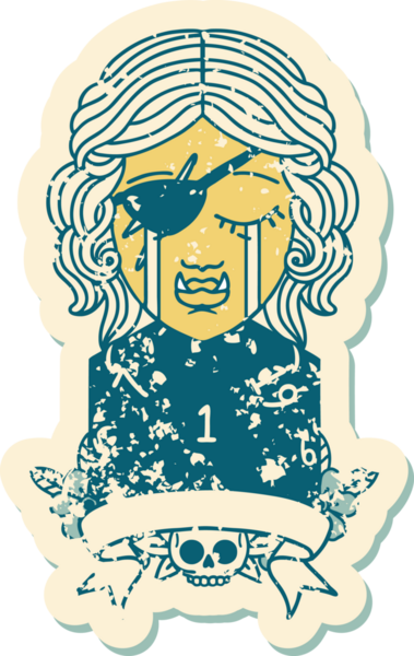 Retro Dövme Tarzı Ağlayan Ork Haydut Karakteri Bir insan tarafından çizilmiş doğal bir rulo