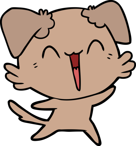 Bir insan tarafından çizilmiş küçük mutlu köpek çizgi filmi.