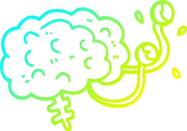 Bir insan tarafından çizilmiş bir karikatür canavar beyninin soğuk gradyan çizimi