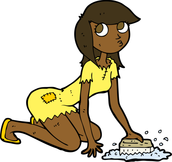 çizgi film Cinderella bir insan tarafından çizilmiş yerleri ovalıyor.