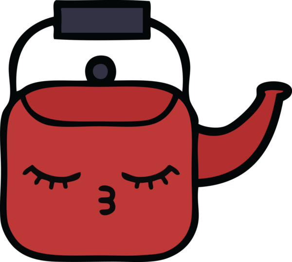 Bir insan tarafından çizilmiş tatlı bir çaydanlık karikatürü.