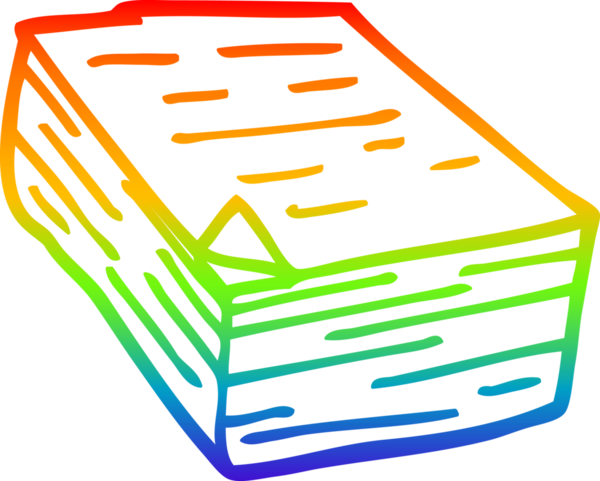 gökkuşağı gradyan çizgi çizimi bir insan tarafından çizilmiş bir kağıt yığını