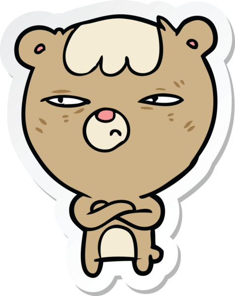 Bir insan tarafından çizilmiş kızgın bir ayının çıkartması.