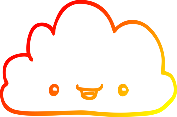 Bir insan tarafından çizilmiş küçük mutlu bulutun sıcak çizgi çizimi