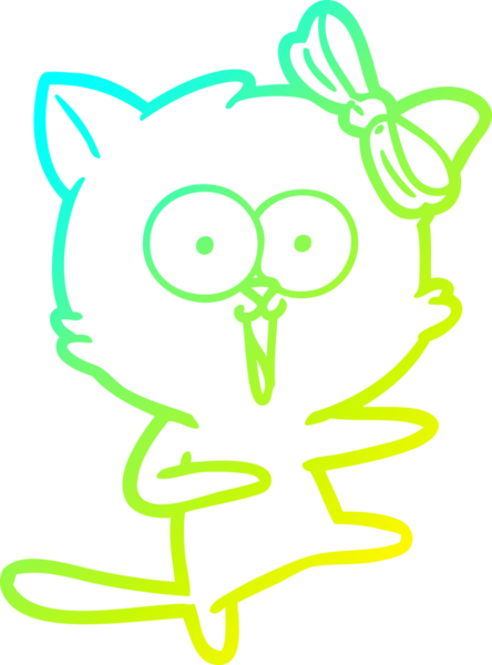 Bir insan tarafından çizilen çizgi film kedisinin soğuk gradyan çizgisi.