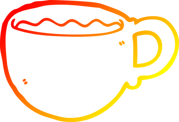 Bir insan tarafından çizilmiş bir kahve fincanının sıcak çizgi çizimi