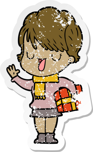 Bir insan tarafından çizilmiş karikatür kadının sıkıntılı çıkartması.