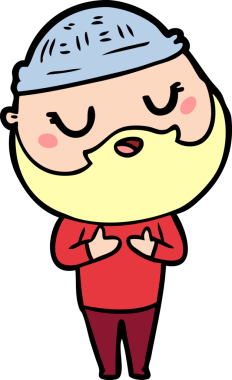 Bir insan tarafından çizilmiş sakallı bir çizgi film adamı.