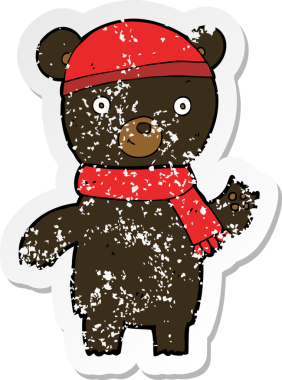 Bir insan tarafından çizilmiş siyah ayı sallayan bir çizgi filmin gerilimli yapıştırması.